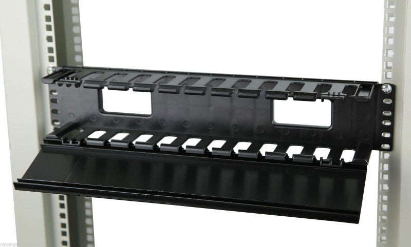 Raising Electronics 19 Inch 2U Rack Mount Cable Management Unit 12 Slots with Panel Plastic - Image 2